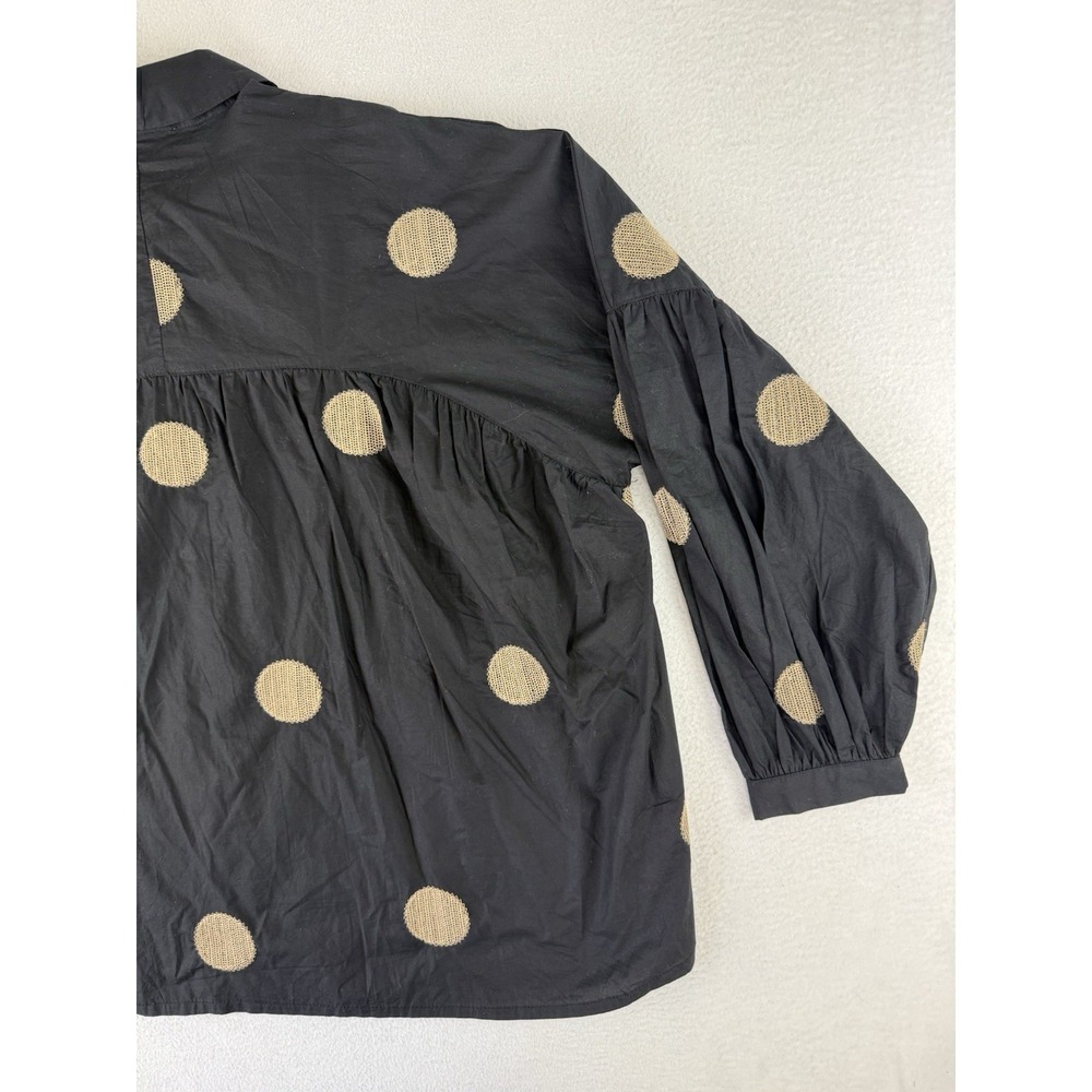 Noet Button Down Top Women's Size 14 Lagenlook Art To Wear Geometric‎ Black - Picture 10 of 12
